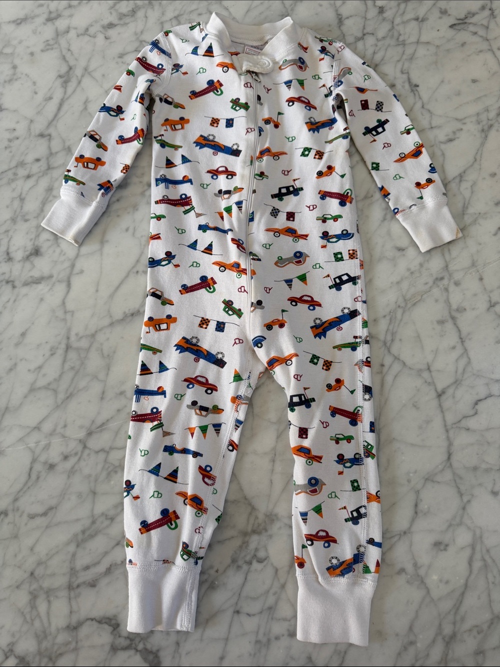 HANNA ANDERSSON Sleeper Pajamas Race Car Sz 18/24 Mo Organic Cotton
